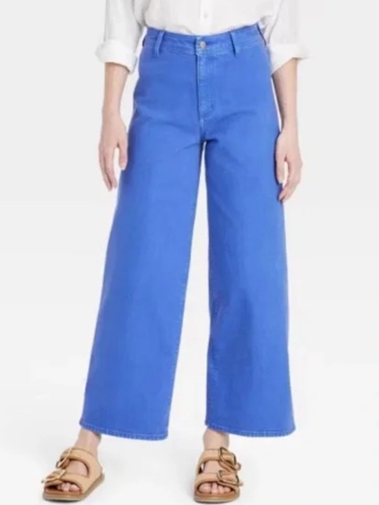Universal Thread Denim - High-Rise Wide Leg Ankle Jeans in Bright Blue